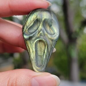 (#11) NEW 1.67" x 1" FLASHY LABRADORITE GHOST MASK